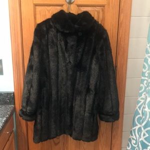 Dennis Basso Faux Mink Black Coat